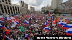 Многотысячный митинг в поддержку независимых кандидатов на выборах в Московскую городскую думу. Москва, 20 июля 2019 года