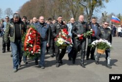 Губернатор Калининградской области Николай Цуканов и "Ночные волки Калининграда" в польском Бранево. 25 апреля